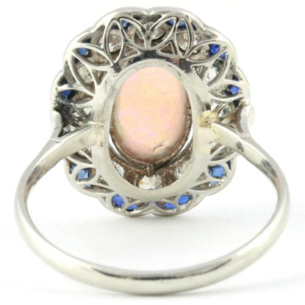 Estate opal engagement ring diamond sapphire platinum (image 12 of 21)